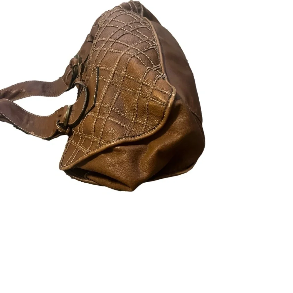 Gianni Bini Brown‎ Genuine Leather Purse Shoulder Bag Tote Hobo Satchel